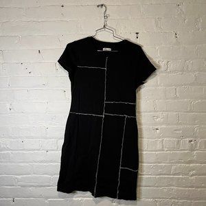 Hollister Contrast Stitch Black Ribbed A-Line Dress